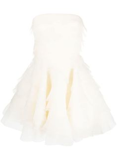 cloud white organza layered effect fully ruffled strapless rear criss-cross straps thigh-length Clueless Outfits, Cloud White, Cross Straps, Fame Dr, Dream Clothes, Cocktail Dress Party, It Girl, Better Life, Criss Cross