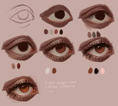 an image of different types of eyeliners and their corresponding eyes, including one with brown