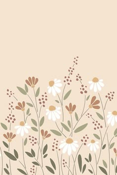 flowers and leaves on a beige background