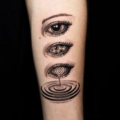 a woman's arm with an eye tattoo on it