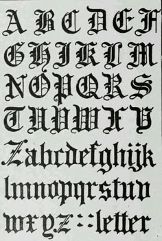 an old english alphabet in black and white