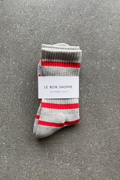 Striped Boyfriend Socks - Red Stripe – Le Bon Shoppe Signature Style