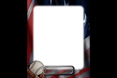 an american flag background with a baseball bat and glove in the foreground is a white space for text