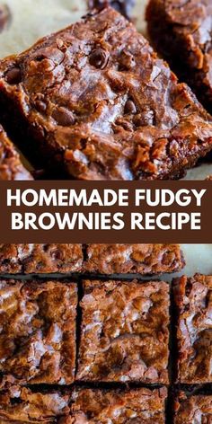 homemade fudgey brownies recipe with text overlay