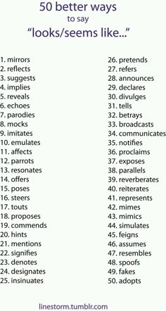 the 50 better ways to say looks / seems like