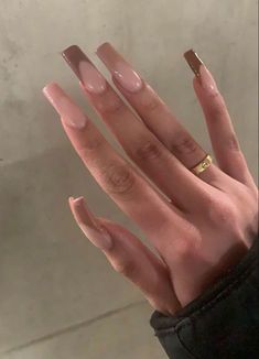 Nail Aesthetic, Brown Acrylic Nails, Drip Nails, Basic Nails, Simple Acrylic Nails, Long Acrylic Nails Coffin, Acrylic Nails Coffin Pink, Clothes And Shoes