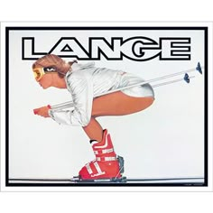 a woman in white is skiing on the cover of an article that says langee