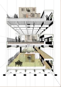 an architectural drawing shows the inside of a building