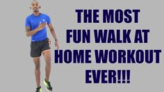 a man in blue shorts and green shirt is walking with the words 20 minute knee - friendly lower body workout