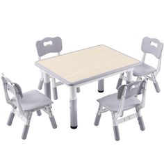 children's table and chair set with wooden top in white / light grey finish