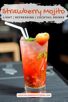 This easy Strawberry Mojito recipe is perfect for boozy spring drinks. Rum, fresh strawberries, fresh mint and lime juice, along with strawberry flavored sparkling water make this refreshing berry mojito. It's a favorite boozy strawberry rum drinks recipe!