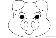 a pig's face with big eyes and ears, outlined in black on a white background