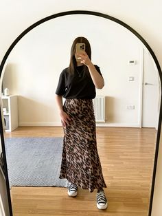 Full outfit linked on my LTK lookswithjessie Leopard Print Slip Skirt Outfit, Leopard Slip Skirt, Casual Leopard Print Flowy Skirt, Chic Flowy Leopard Print Skirt, Petite Midi Skirt, Biker Jacket Outfit, Holiday Outfits Beach, Leopard Print Flowy Long Skirt