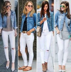 Witte Jeans Outfit, White Pants Outfit, Jean Jacket Outfits, Trendy Swimwear, Denim Jackets, Outfit Idea