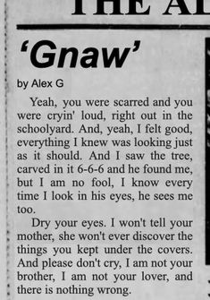 an old newspaper article about gnaw with the caption in black and white