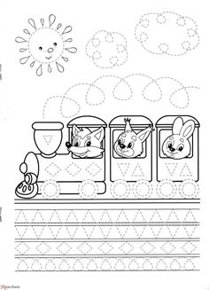 a train with animals on it coloring page