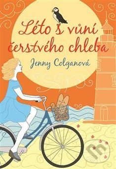 a woman riding a bike with a bird on the back and words written in spanish