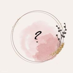 a pink and gold circle with the question mark in it's center, on top of a white background