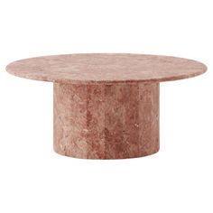 a round table with a pink marble top on a white background for use in interior design