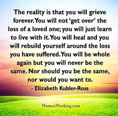 a quote from elizabeth kubler - ross about the reality that you will never be able to