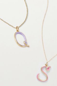 Bea Bongiasca's playful necklace is strung with a curlicue letter pendant in the brand's signature colorful enamel. It's held in place by a delicate 9-karat gold loop and anchored on a slender matching chain. Gift it to a loved one with the initial of your choice. Italian Silver Jewelry, Jewellery Branding, Valentine Style, Bea Bongiasca, Business Jewelry, Cool Necklace, Gold Gallery, Alphabet Jewelry, Good Jewelry