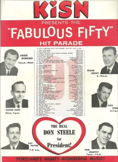 the poster for kissn's fabulous fifty hit parade is shown in red and white