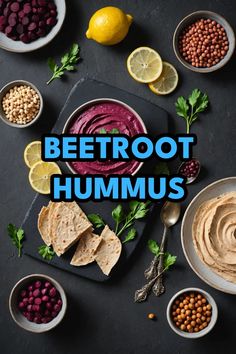 A photo of a  Beetroot Hummus which is a type of hummus bowl Beet Hummus Bowl, Beet Hummus Recipe Without Tahini, Beet Hummus Without Chickpeas, Vegan Beet Hummus, Beetroot Hummus Recipe, Beetroot Hummus