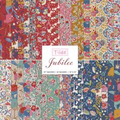 an assortment of fabrics with different colors and patterns