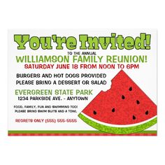 a watermelon themed birthday party card