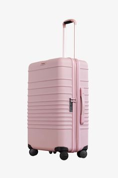 BÉIS 'The Medium Check-In Roller' in Atlas Pink - 26 In Pink Luggage & Pink Suitcase Pink Suit Case, Dr Belongings, Suitcase Pink, Suitcase Ideas, Soccer Ball Cake, Pink Suitcase, Shein Finds, Pink Luggage, Cute Suitcases