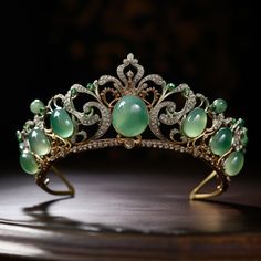 Jade Tiara, Fantasy Inspo, Royal Jewelry, Tiaras And Crowns, Jade, Crown, Anime