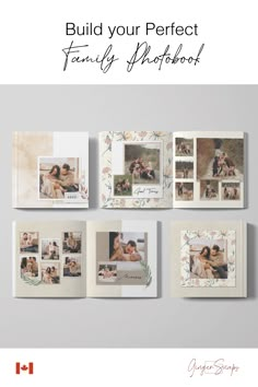 an open photobook with the words build your perfect family photoshopp on it