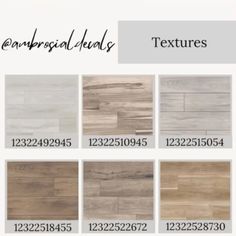 the different types of wood flooring in various colors and sizes, including white, gray,