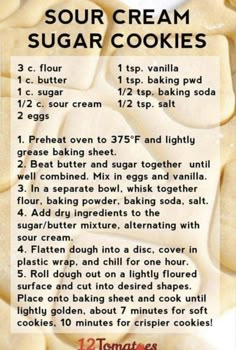 a recipe for sour cream sugar cookies