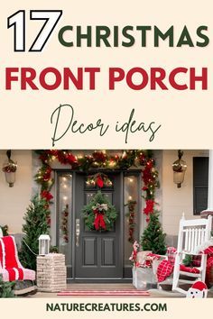 Christmas Front Porch Decor Ideas, Christmas Front Porch Decor, Diy Porch Decor, Front Porch Decor Ideas, Christmas Entryway