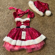 Adorable New With Tags Sequin Santa Dress With Hat Or The Wrong Size For My Girlfriend’s Daughter This Will Fit A One To Two Year Old Would Photograph Wonderful Santa Dress Women, Christmas Pageant Wear, Ooc Pageant Wear, Dress With Hat, Pageant Wear, Christmas Pageant, Santa Dress, Santa Outfit, Hat Fits