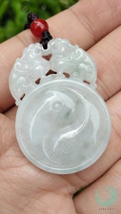 Real Icy White Jade Pixiu Yin Yang Bagua Pendant, Grade A Jadeite Transparent Carving Charm, Chinese Traditional Jewelry Necklace, Men Women #icyjade #jade #necklace #pendant #jewelry #whitejade #carving #chinese #traditional Jade Necklace Pendant, Necklace Men, Jade Necklace, White Jade, Jade Carving