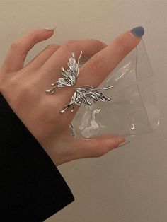 Style: Grunge/Fairycore/Street/Punk/GothicColor: SilverPattern Type: ButterflyMaterial: AlloyType: Cuff RingOccasions: Party/Club/Holiday/Night Out Grunge Butterfly, Butterfly Cuff, Street Punk, Grunge Fairycore, Cuff Ring, Butterfly Ring, Classy Jewelry, Fancy Jewellery, Cuff Rings