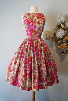 Vintage 1950's Dress 50s Silk Poppy Print Dress by xtabayvintage, $398.00