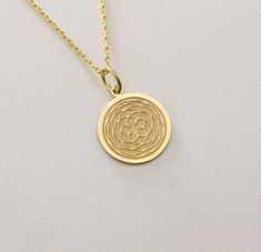 14K Real Solid Gold Venus gold necklace ● Material of pendant: Solid Gold 14k ( REAL GOLD ) ● Metal Stamp: 14L ( REAL GOLD ) ● The pendant is available in 6 sizes: - 14,0 mm / 0,55 inches ( Diameter ) In the photos - 15,3 mm / 0.60 inches ( Diameter ) - 16,5 mm / 0,65 inches ( Diameter ) - 19,1 mm / 0,75 inches ( Diameter ) - 21 mm / 0,82 inches ( Diameter ) - 23 mm / 0.90 inches ( Diameter ) ( In the photos the size is 14mm / 0.55 inches Diameter ) ( Jump Ring inner diameter: 4 mm ) ● Material Venus Necklace, Necklace Flower, Gift For Woman, Flower Of Life, Flower Pendant, Metal Stamping, Gold Style, Real Gold, Gold Pendant