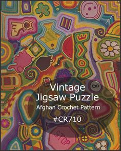 the cover of vintage jigsaw puzzle afghan crochet pattern by cr710