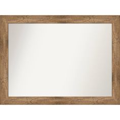 a wooden frame mirror on a white background