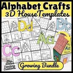 alphabet crafts and house templates for kids to use in their homeschool projects