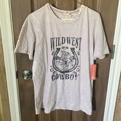 Nwt. Graphic T-Shirt. Size Medium Made In Usa. Wild West Cowboys, Western Tee, Wild West, Cowboy, Graphic Tshirt, Womens Tops, Tops & Tees, Grey, Women Shopping