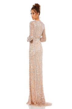 Make a grand entrance in the Mac Duggal 5002 dress! 💃✨ Crafted with luxurious sequin fabric, this stunning evening gown is designed to captivate. With its plunging neckline and long fitted sleeves, it exudes elegance and allure. The fitted waist and long column silhouette flatter your figure, while the subtle slit and beading details add a touch of glamour. Perfect for the mother of the bride or any formal occasion, this dress guarantees you'll look your best. Secure and flattering, thanks to the zipper back closure. Get ready to turn heads and feel like a true queen! 👑💫 #EveningGown #SequinDress #MotherOfTheBride #FormalOccasion #ElegantStyle Mac Duggal Evening Gowns, Ieena Mac Duggal, Mac Duggal Dresses Mac Duggal Mac Duggal, Mac Duggal Gold Dress, Mac Duggal Pink Dress, Mac Duggal Dress, Mac Duggal Dresses, Mermaid Evening Gown, Corset Dress Prom