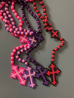 the beads are all different colors and shapes