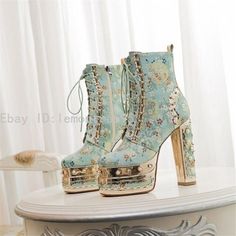 Cute High Heels, Popular Boots, Dr Shoes, Cute Shoes Heels, Dream Aesthetic, Square Toe Heels, Fancy Shoes, Super High Heels, Stylish Boots