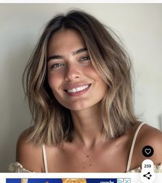 Mid Length Hair All One Length, Short Bronze Hair, Shorter Haircuts For Fine Hair, Mid Length Hair With Balayage, Short Lob Haircut Straight, Brown Bob Blue Eyes, Women’s Haircut Lob, Bronde Bob Straight, Middle Part Lob Straight