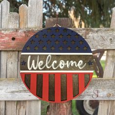 Patriotic Welcome Sign Door Patriotic Welcome Sign, The American Flag, Let Freedom Ring, Front Entrance, Front Entrances, Nursery Signs, 4th Of July Party, July Party, Stars And Stripes