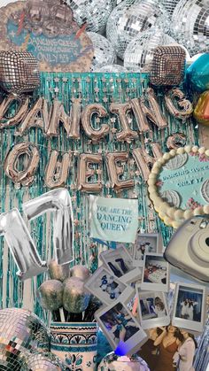 there are many different items in this collage with the words dancing queen on it